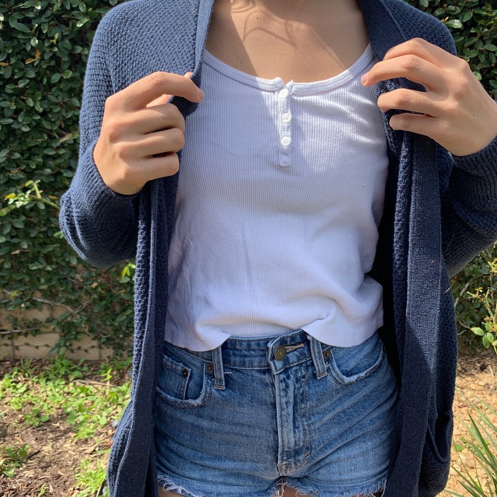 navy blue cardigan with pockets